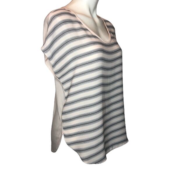 Loft Pale Pink and Gray Striped Tee - Size Small - Picture 3 of 7